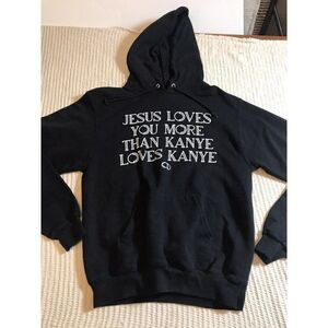 Champion Jesus Loves You More Than Kanye Hoodie Black Small.        D